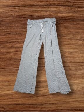 Jolt Y2K Striped Drawstring Wide-Leg Pants- Black & White Beach